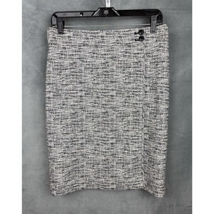 Ann Taylor Women’s Skirt 10P Gray Black Straight Textured Cotton Blend Stretch